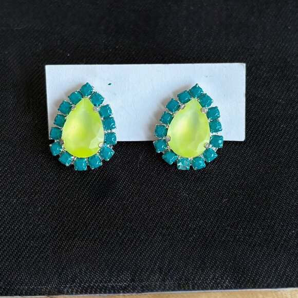 Three Pairs Of Fun Colourful Rhinestone Earrings Costume Jewellery - Picture 4 of 5